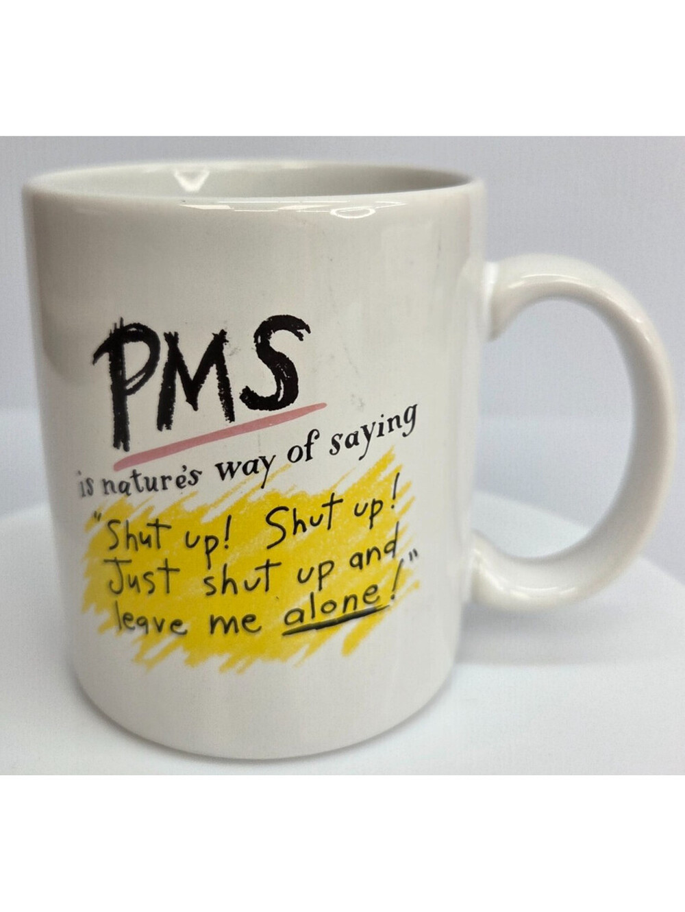 Vintage 1989 Shoebox Greetings Hallmark PMS Mug Funny “Shut Up Leave Me Alone”